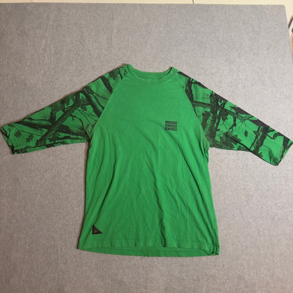10 Deep Mens Green Camo Raglan 3/4 Sleeve Baseball T-Shirt Medium Streetwear